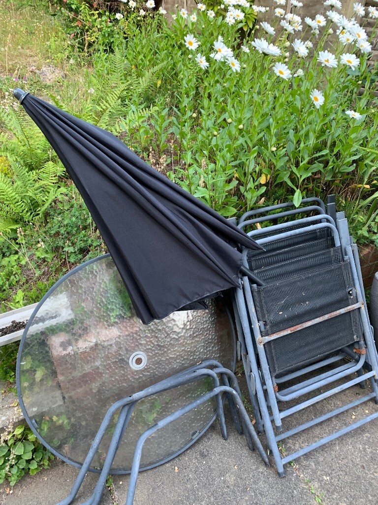 Garden Table, Chairs and Parasol Set | in Fleet, Hampshire | Gumtree
