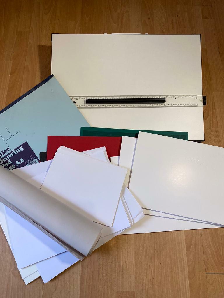 DRAWING BOARD A2 tracking paper, foam boards, cutting mat, drawing pads