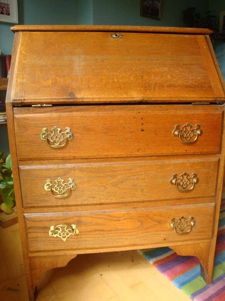 Antique light oak 3 drawer desk in Somerset Gumtree