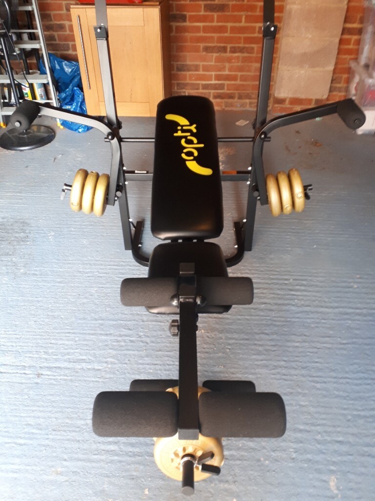 Opti Butterfly Workout Bench complete with York weights and dumbells