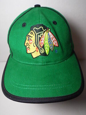 Vintage 1990s CHICAGO BLACKHAWKS LOGO NHL National Hockey League GREEN HAT CAP