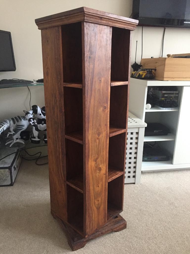 John Lewis Maharani range sheesham wood rotating DVD storage unit in