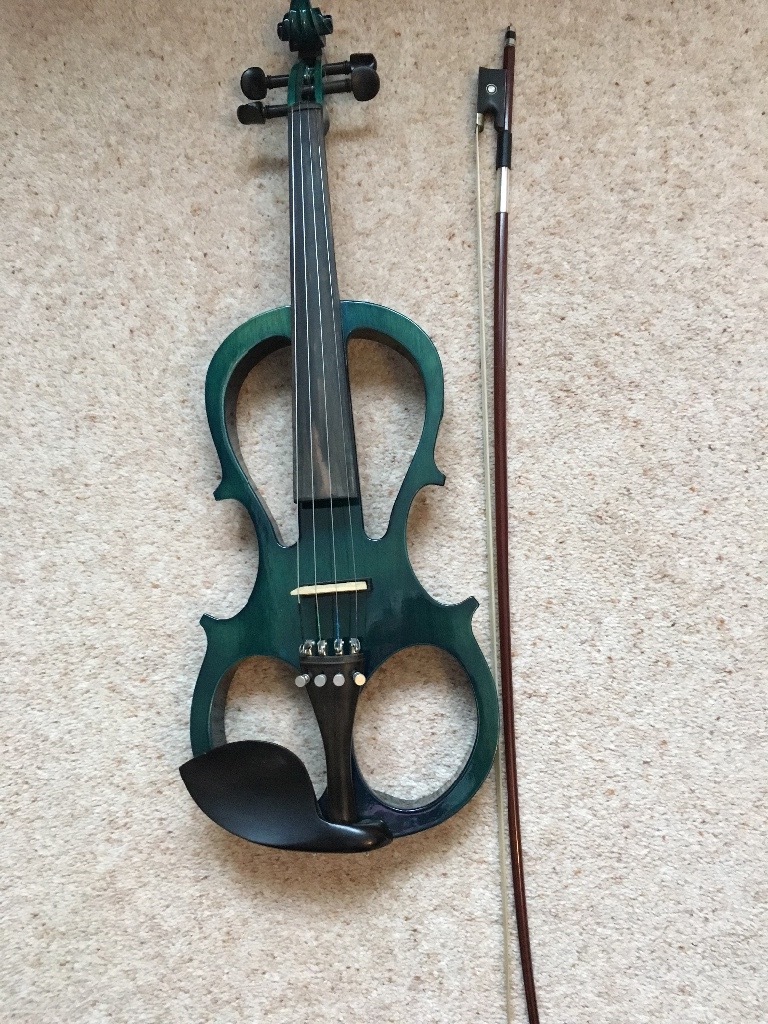 FOR SALE AS NEW VALENTINO VV110 ELECTRIC VIOLIN WITH CASE COLOUR GREEN