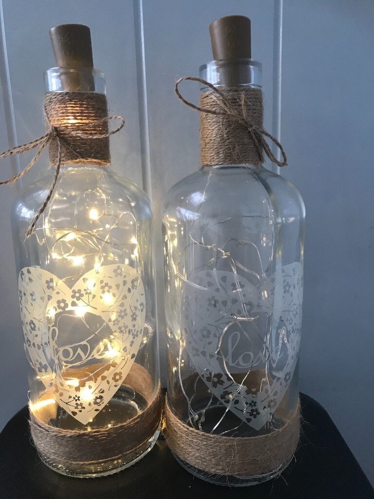 Glass ‘Love’ vase with fairy lights wedding/gifts/garden/home