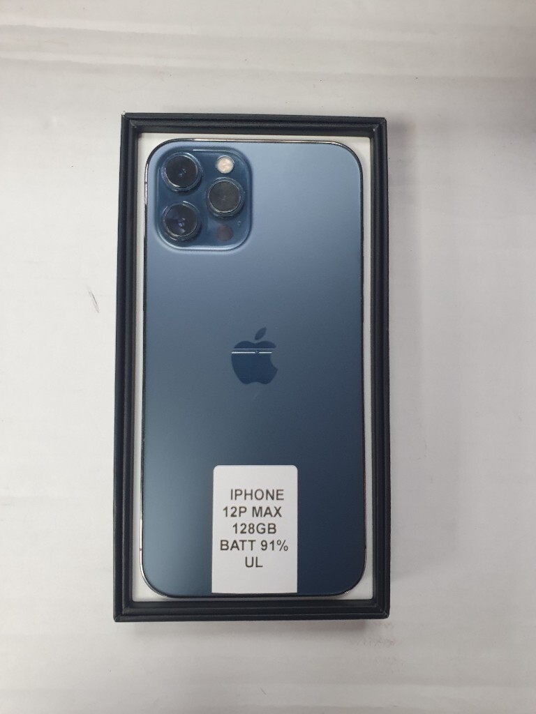 APPLE IPHONE 12 PRO MAX PACIFIC BLUE 128GB UNLOCKED WITH SHOP RECEIPT