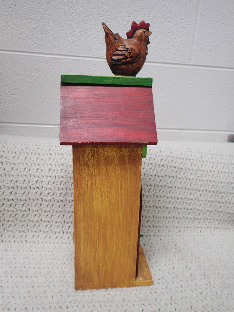 Hand-painted Wooden Birdhouse w/ Chicken Outdoor Garden Farmhouse Country Decor