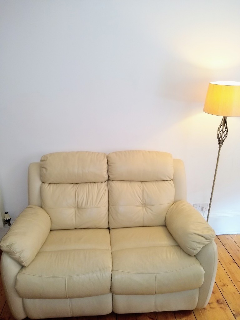 **QUICK SALE** Two seats reclining beige leather sofa in Dowanhill