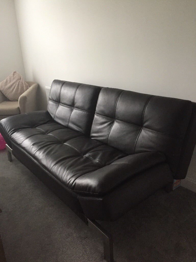 Faux Leather Really Dark Brown Sofa Bed From Costco 4foot Wide