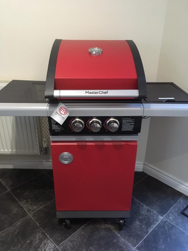 MasterChef 2 Burner Gas BBQ with Side Burner Red new & assembled With