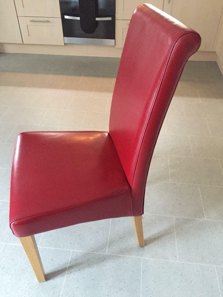 6 red leather and oak dining chairs in Halfway, South Yorkshire Gumtree