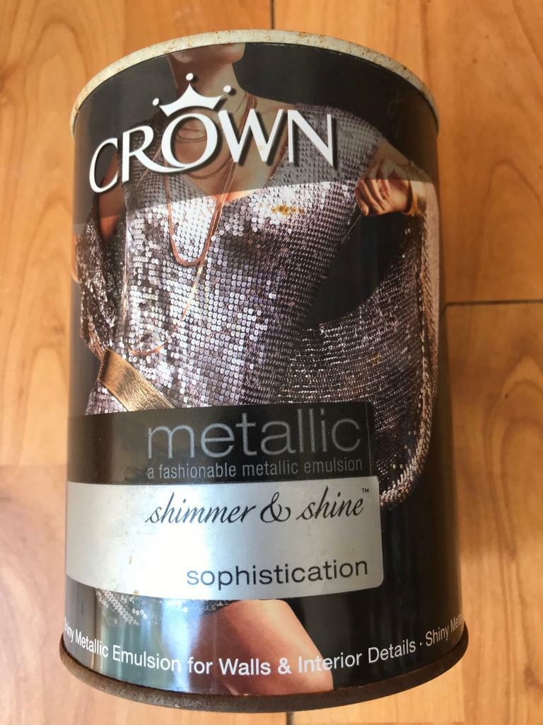 New unopened can Crown silver emulsion paint in Broadstone, Dorset