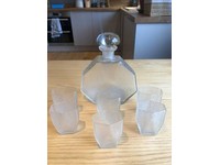 Art Deco Antique Glass Liquor Whiskey Crystal Bottle With Stopper