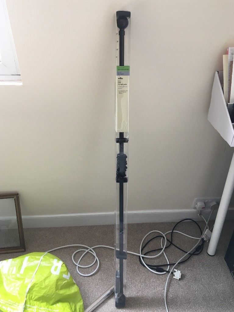 Black Curtain Pole 120 210cm In Length Brand New In Box In