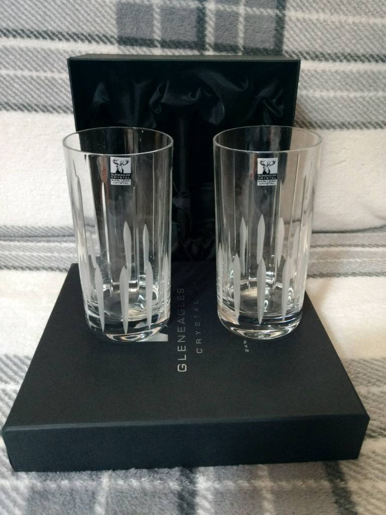 Pair of New Gleneagles Crystal 'Manhattan' Highball Glasses in