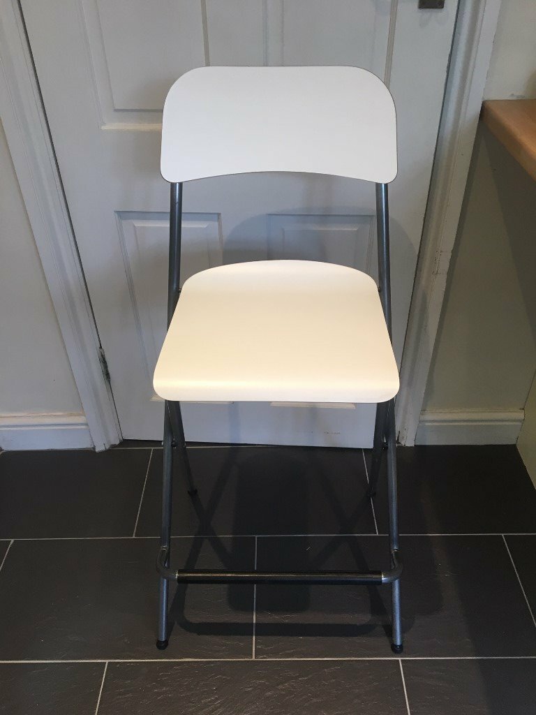 TWO Ikea FRANKLIN Bar stool with backrest, foldable, white, 74cm in Wimbledon, London Gumtree