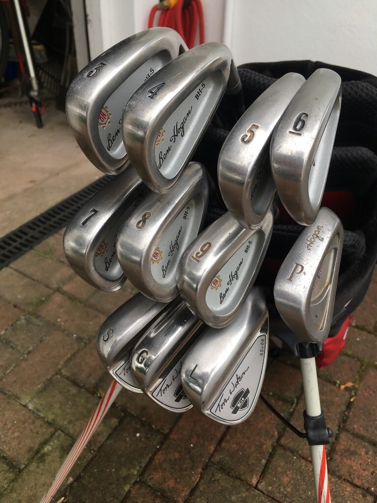 Set of Ben Hogan golf clubs. 3 to 9 iron. Includes set of Adams Sand