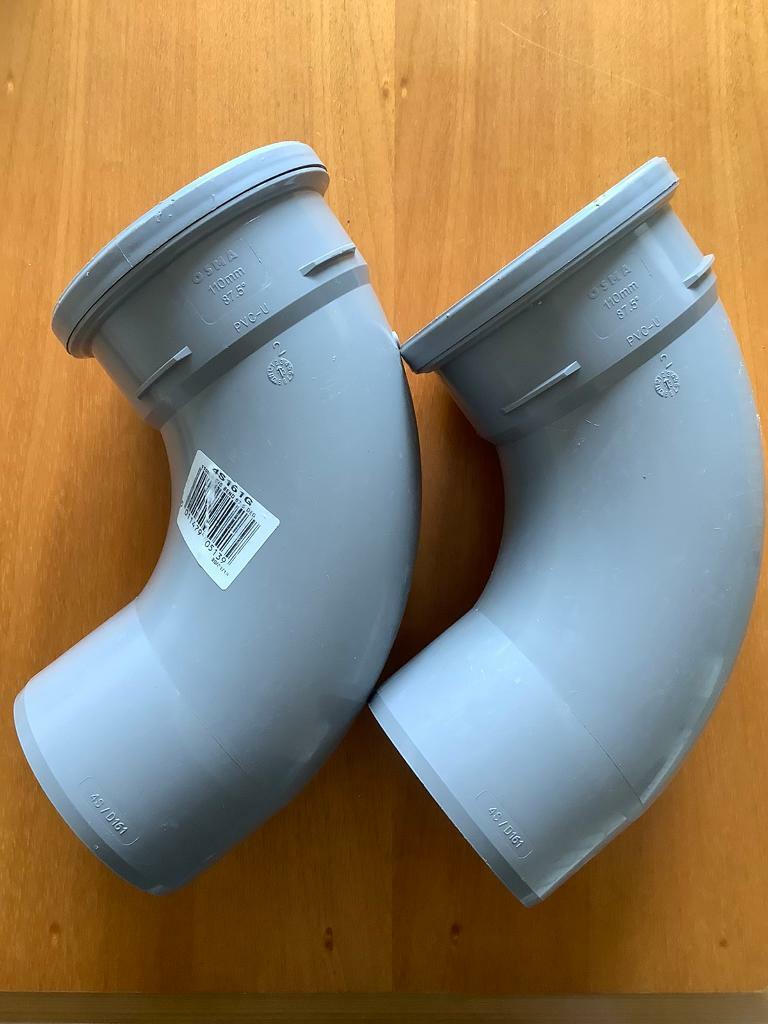 x2 OSMA 110mm S/S Bend 87.5 Degrees Grey PVCU Plumbing Soil Pipe