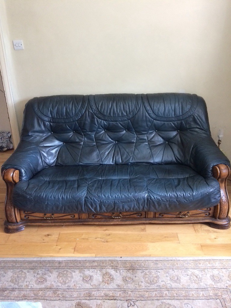 Solid Oak And Leather Sofa In Bedminster Bristol Gumtree