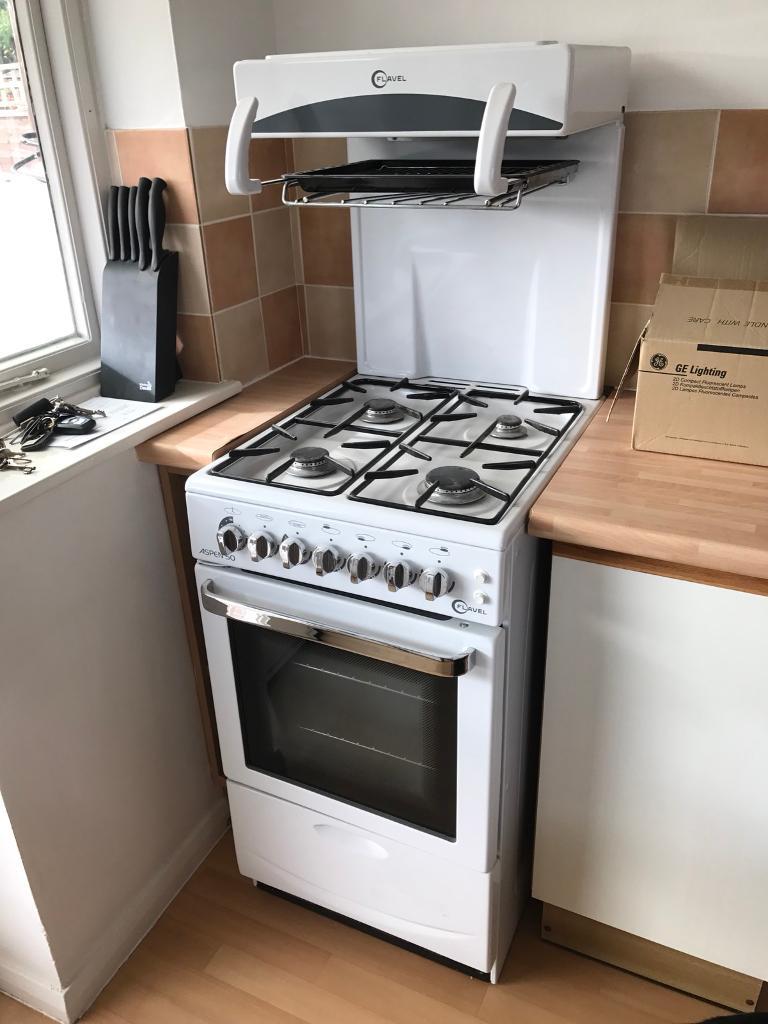 Flavel Aspen 50cm Single Oven Gas Cooker With High Level Grill White