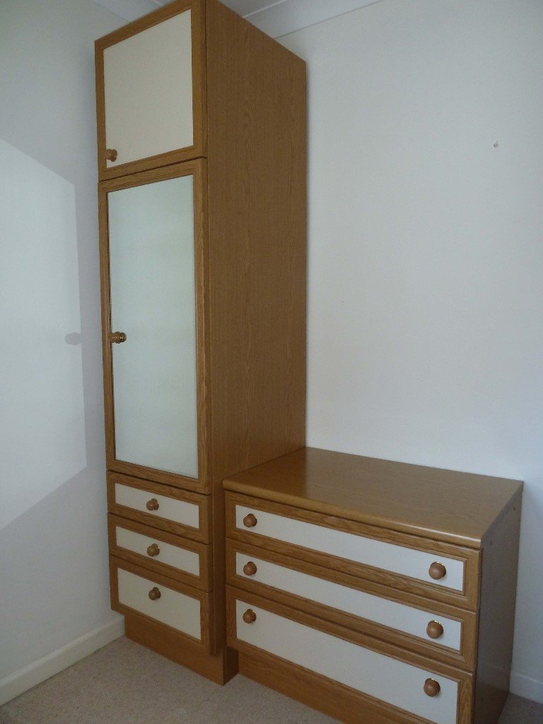 Very Tall Single Wardrobe With Matching Chest Of Drawers In