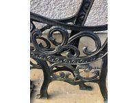 2 sets of wrought iron ornate bench/chair sides