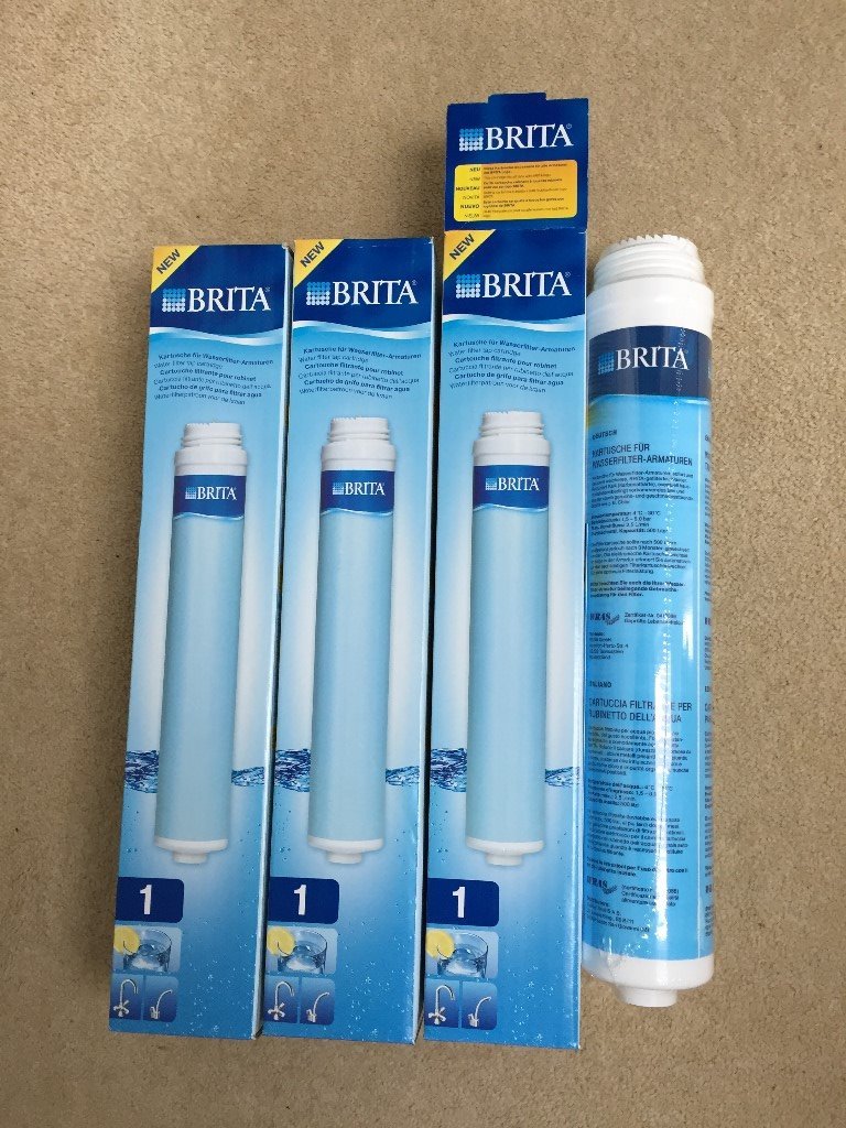 3 Brita inline water filter replacement cartridges; unopened in