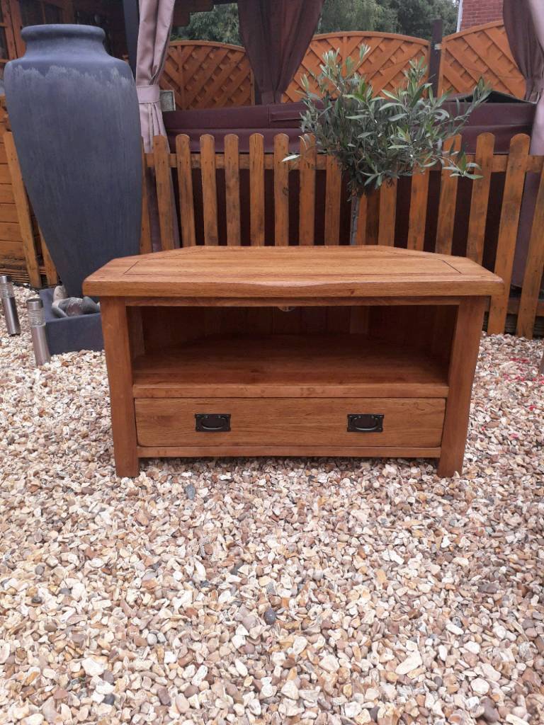 Oak furniture land original rustic oak corner tv unit in Telford
