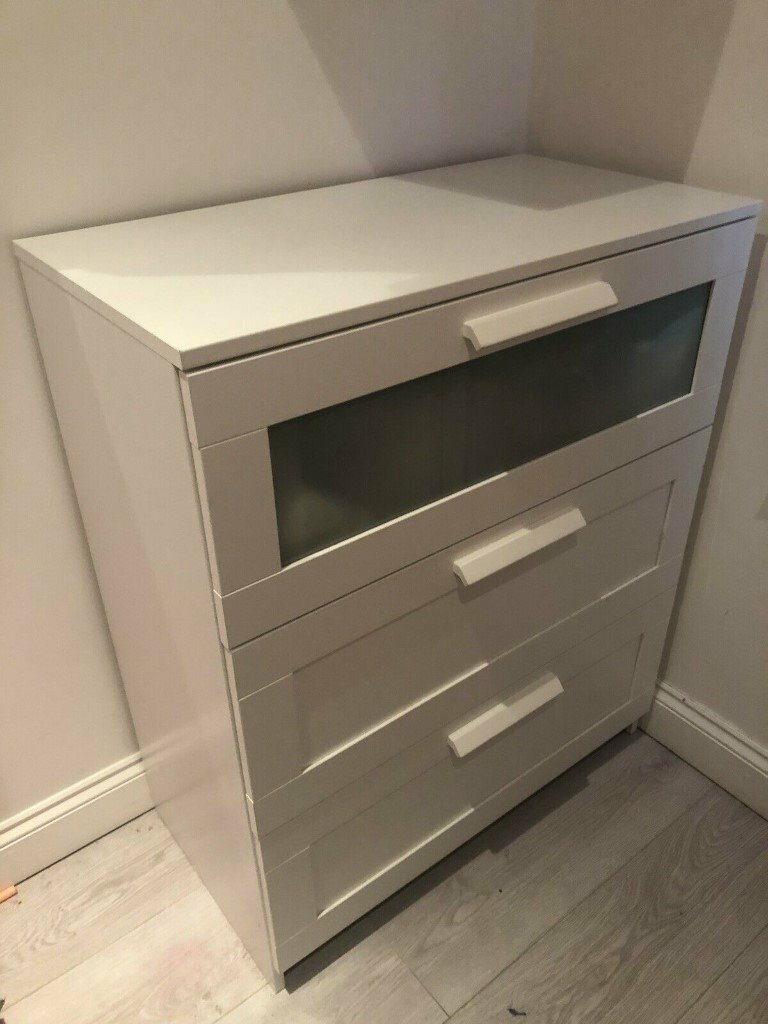 Ikea Brimnes Chest Of 3 Drawers With Frosted Glass