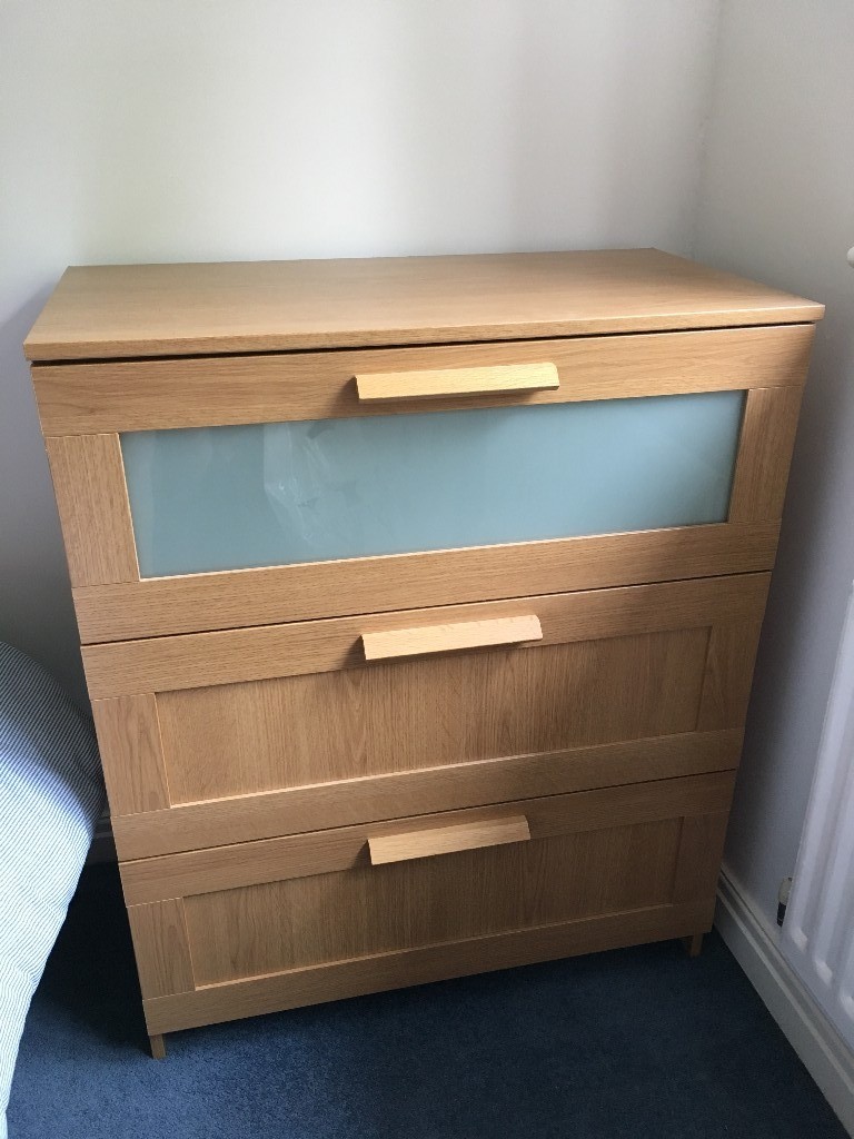 IKEA BRIMNES chest of 3 drawers, oak effect, fully assembled in