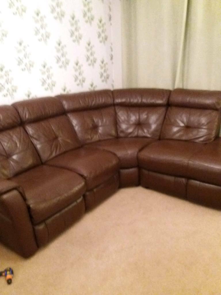 Real leather corner unit and chair in Syston, Leicestershire Gumtree