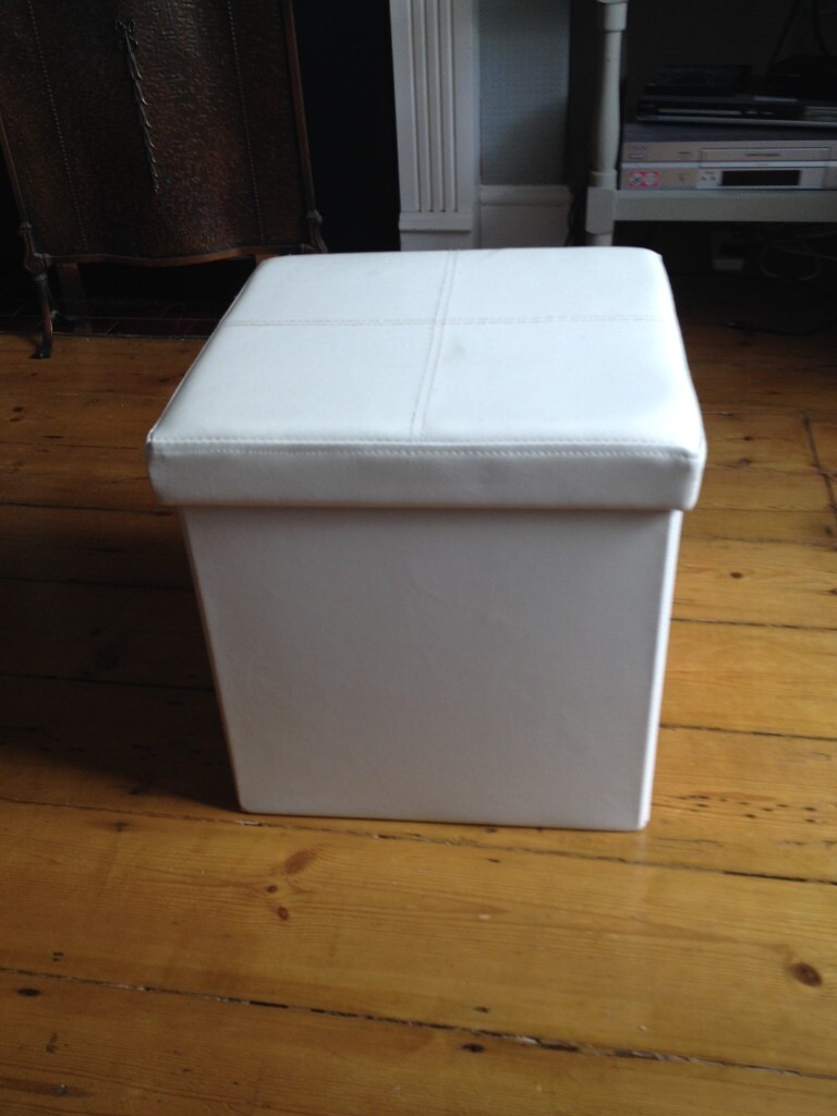 Dunelm foldable cream cube ottoman storage stool in Exeter, Devon