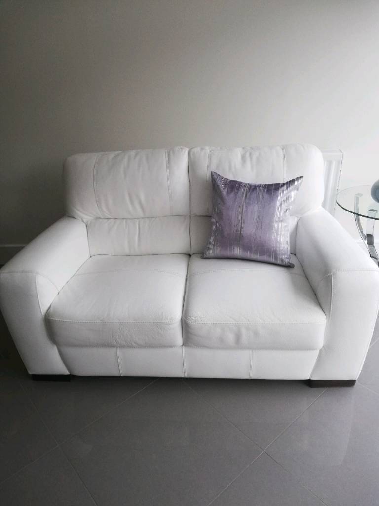 Two Seater White Leather Sofa in Ingleby Barwick, County Durham Gumtree