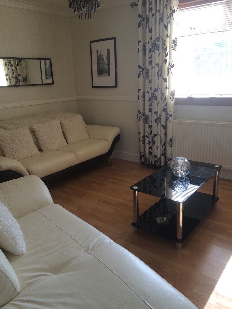 Leather Sofas In Immaculate Condition Cream Black Matching