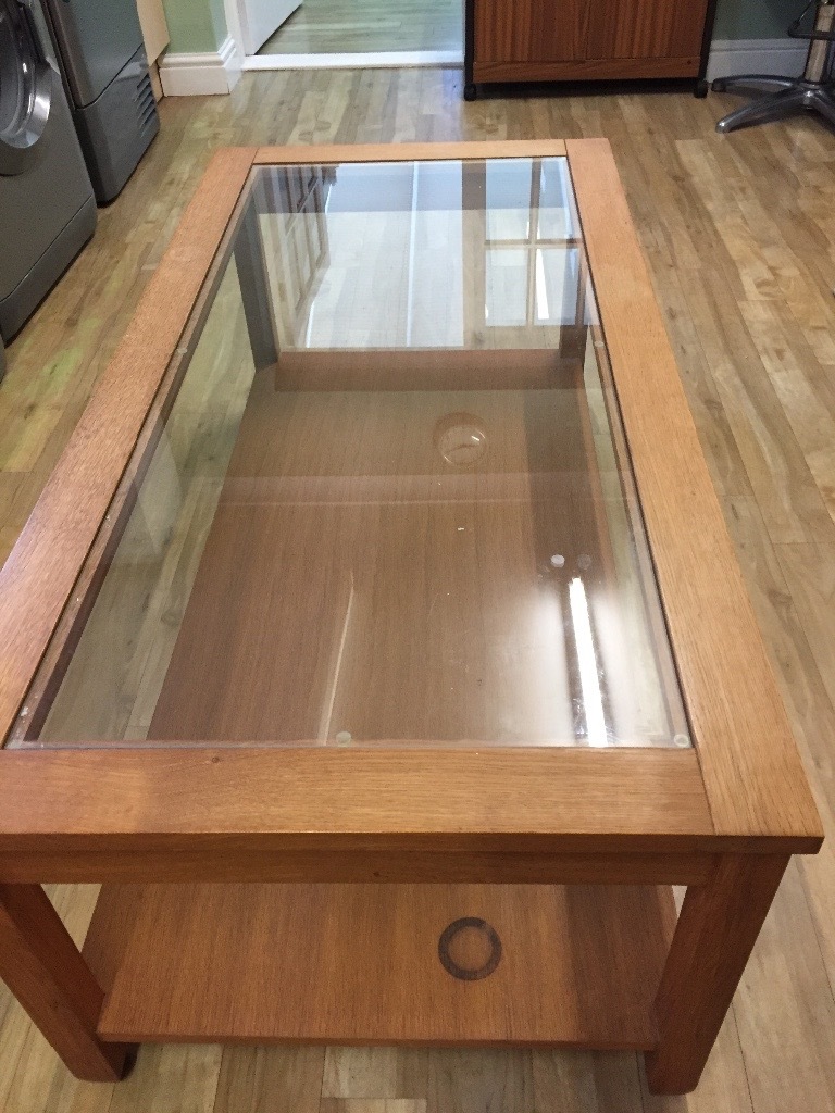 Wooden coffee table with glass inlay in Sawston, Cambridgeshire Gumtree