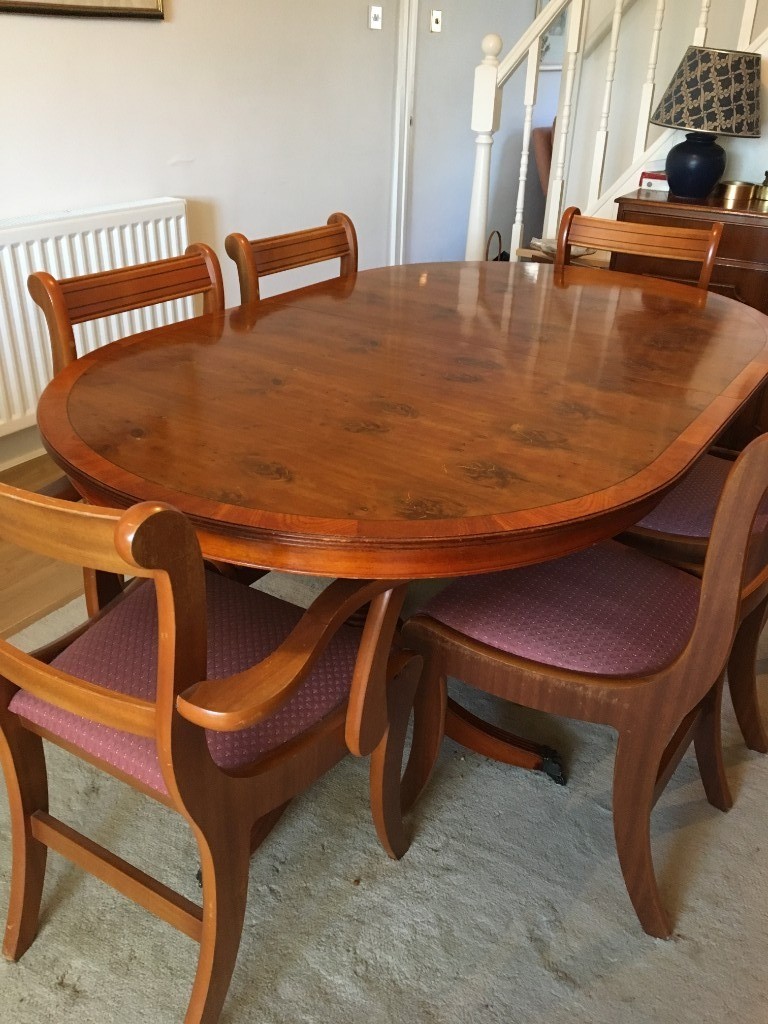 YEW DINING TABLE, 6 CHAIRS & SIDEBOARD in Hertford, Hertfordshire