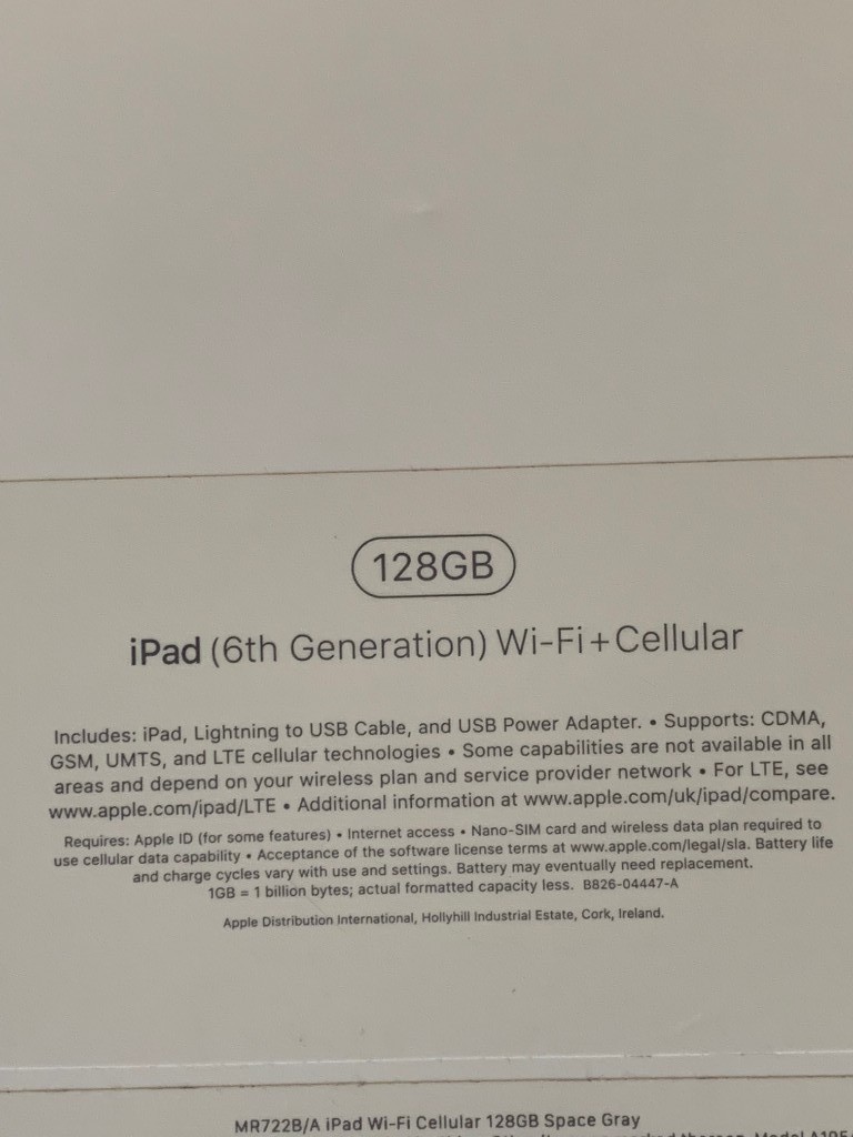 Apple Ipad 97 Inch 2018 6th Generation 128gb Wi Fi Cellular