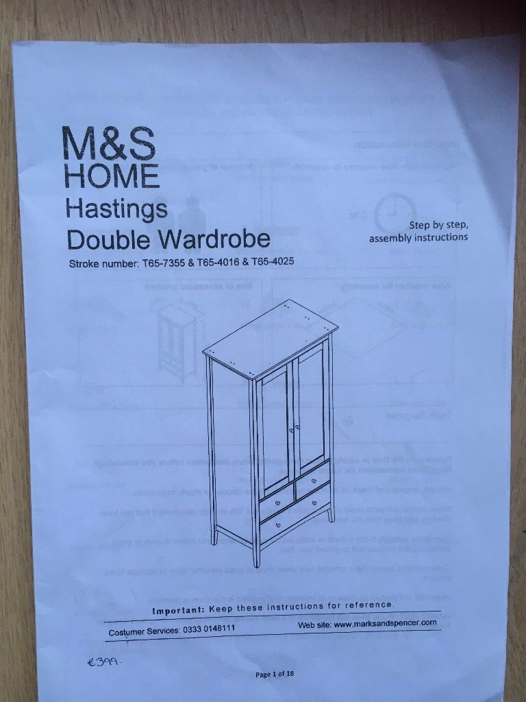 M S Hastings Double Wardrobe As New In Didcot Oxfordshire