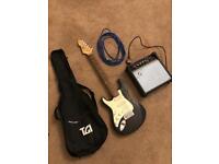 Gear4Music 3/4 Electric Guitar left handed, Amp, lead and carry case