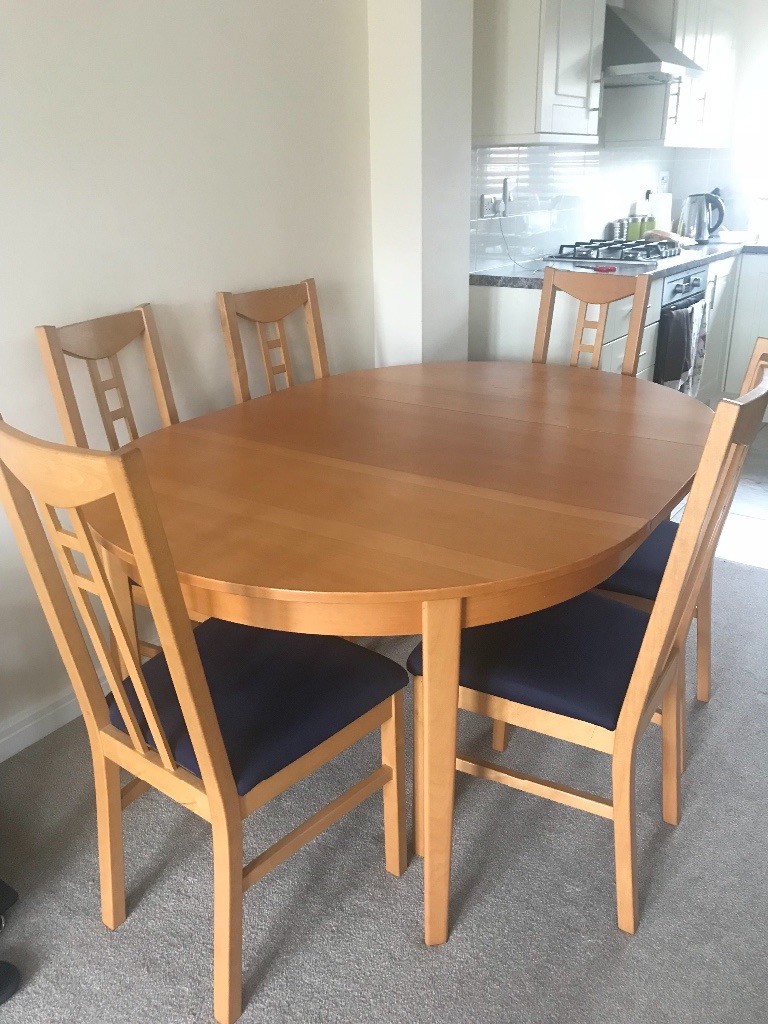 Dining Table (extendable) with 6 chairs. Can fit 10 people ...