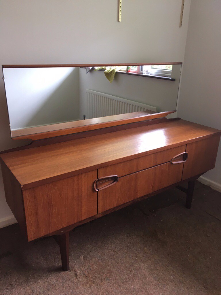 Mid Century Vintage Teak Sideboard / Dresser with Mirror in