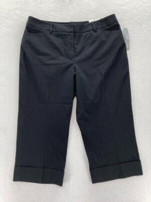Apt. 9 Maxwell Capri Pant Women's 16 Black Striped Stretch Fabric Cropped Leg
