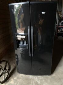 image for Whirlpool American double doors Fridge Freezer Refrigerator Black gloss Ice Maker Water dispenser