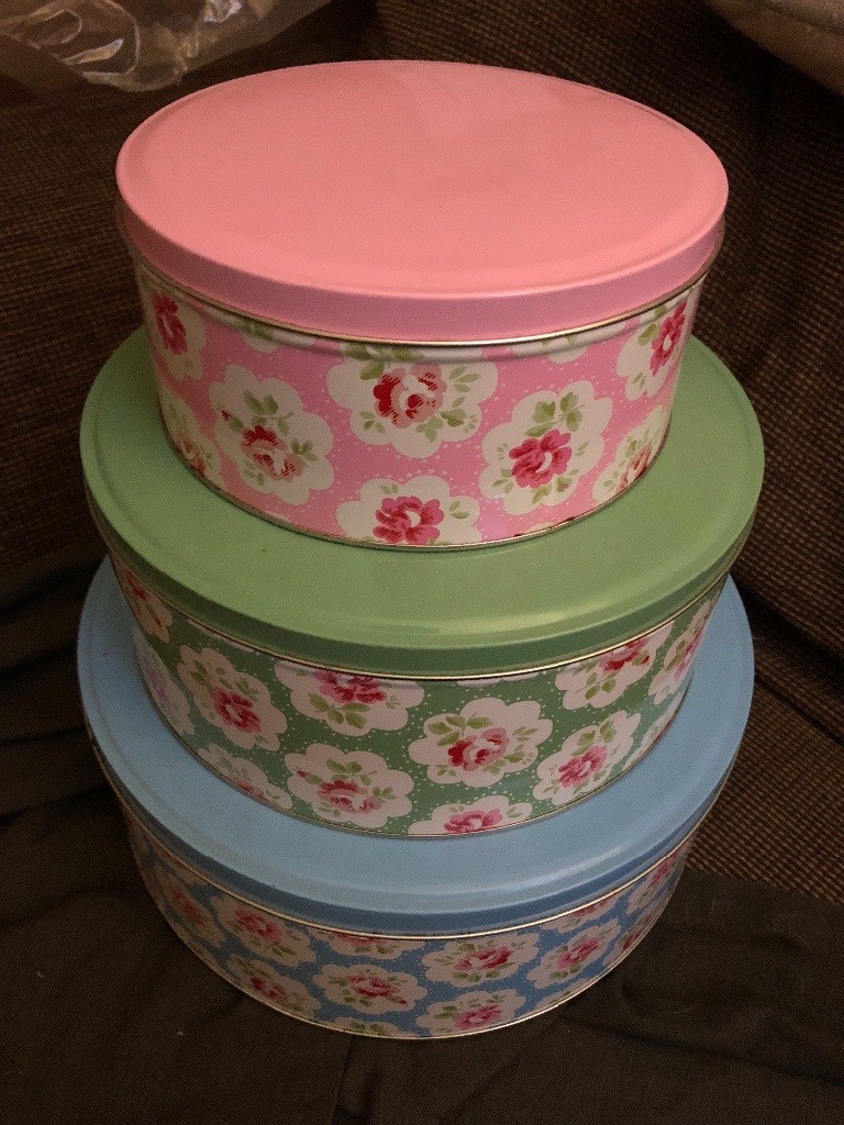 Cath Kidston Provence Rose x 3 Cake Tins Blue Green Pink in Windsor