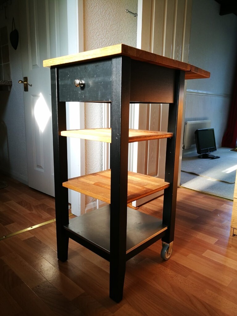 Butchers block kitchen trolley chefs trolley island 90cm H x 44cm W x