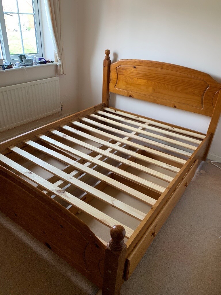 Solid Oak Kingsize Bed Frame with drawers in Attleborough, Norfolk