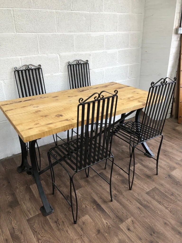 Rustic Industrial Kitchen Dining Table And Chairs Cast Iron Legs Reclaimed In Brierley Hill West Midlands Gumtree