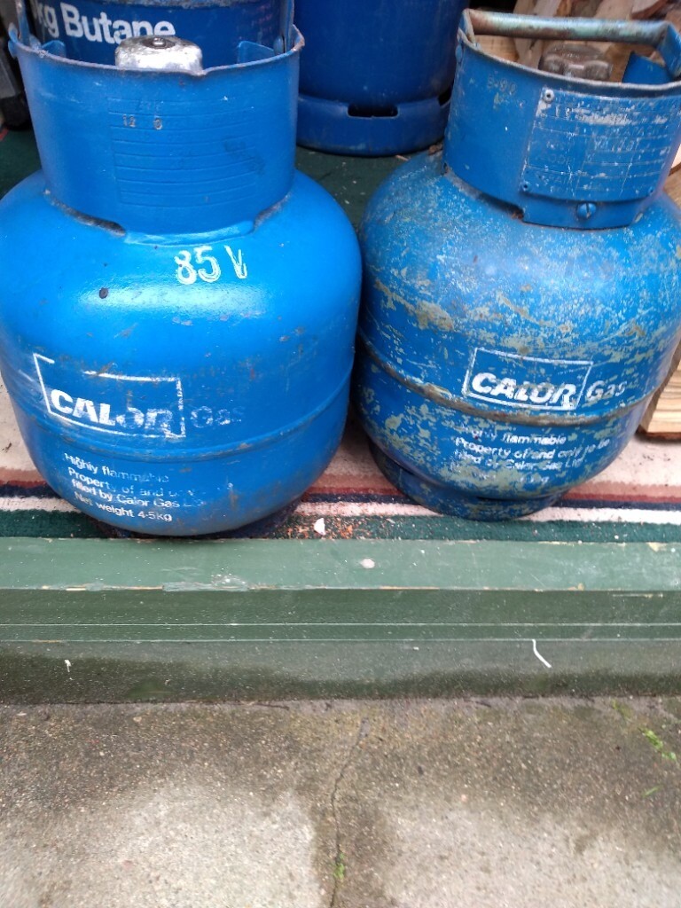 2 x Empty blue 4.5kg calor gas bottles for sale in Peterhead