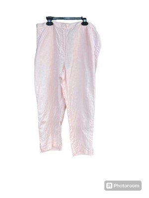 Ruby Rd Womens Sz 12 Capri Pants Linen Rayon Blend Light Pink Sequin Beachy
