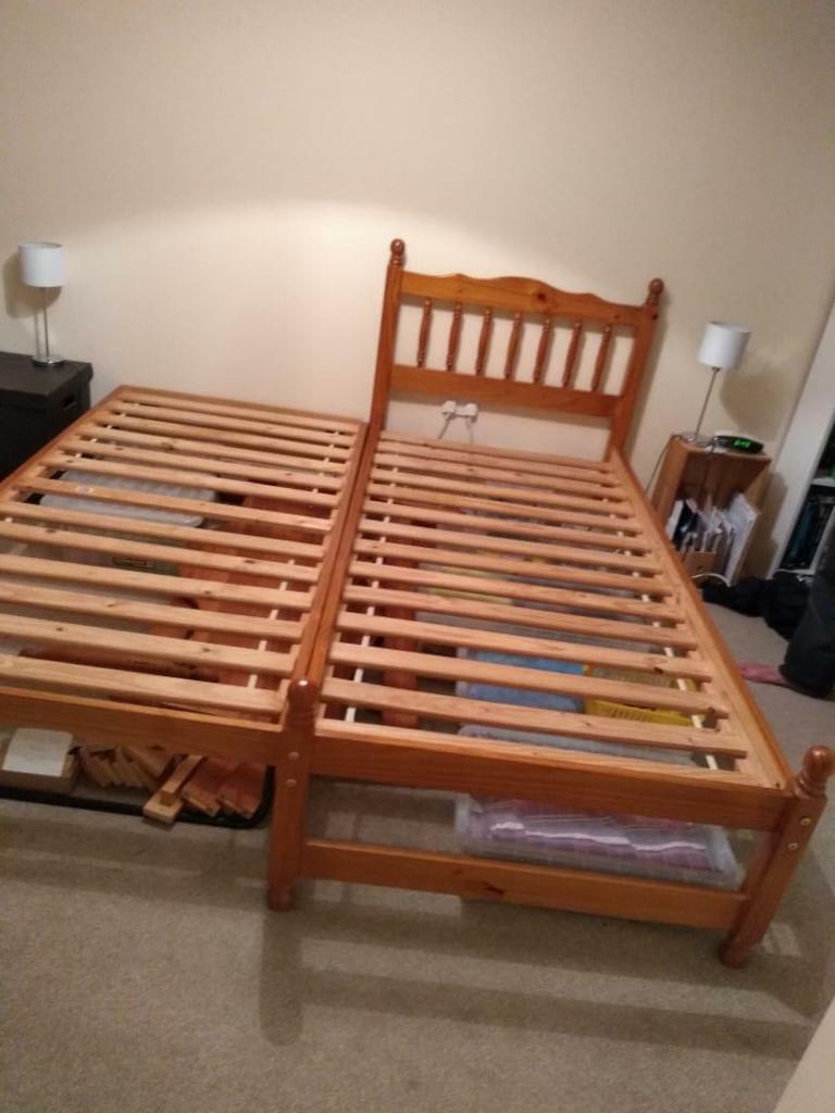 Single Wooden Bed Frame With Guest Bed Frame In Stoke Park
