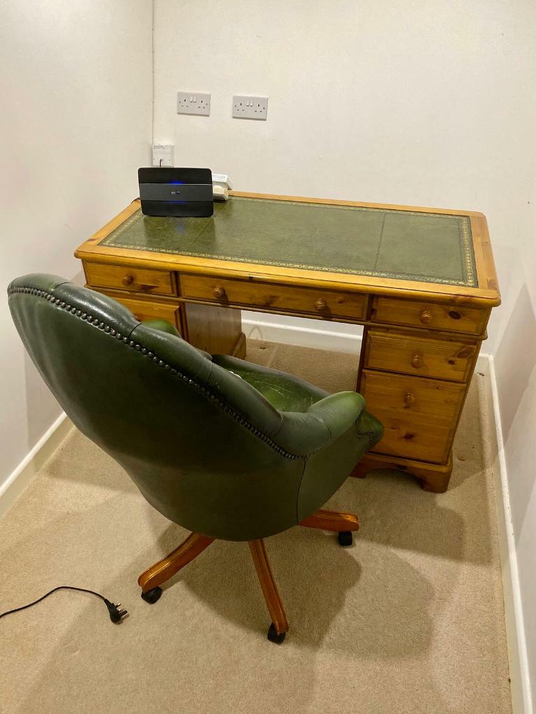 Antique office/ writing desk and leather chair in Bursledon